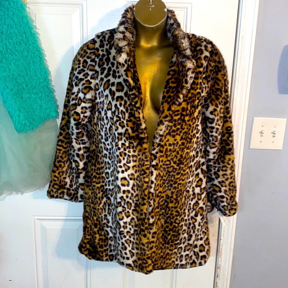 Furry animal, print, caller, pea coat mid jacket shrug